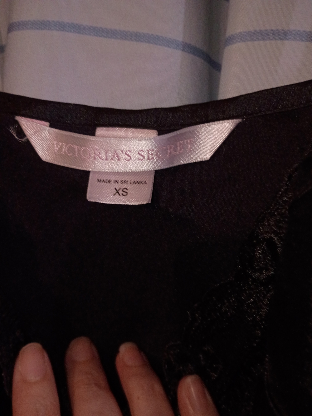 Victoria's Secret Black Satin Lace-Trim Chemise - Picture 3 of 4